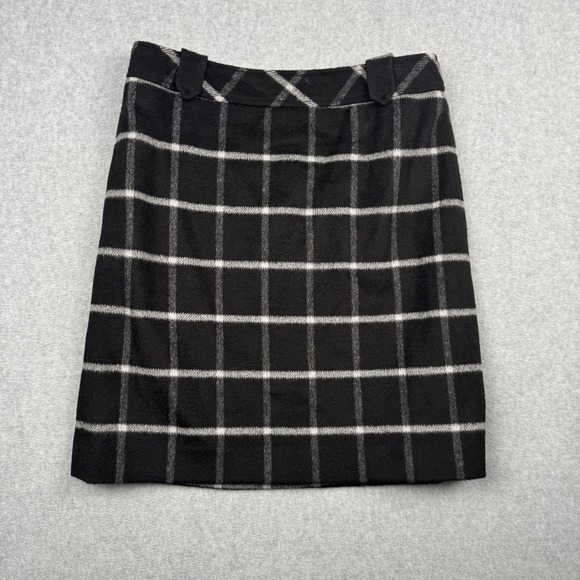 Talbots Dresses & Skirts - Talbots Skirt Womens 6 Black White Wool Blend Windowpane Plaid Work Fall Mini